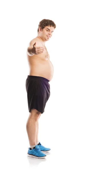 Hombre gordo fitness — Foto de Stock