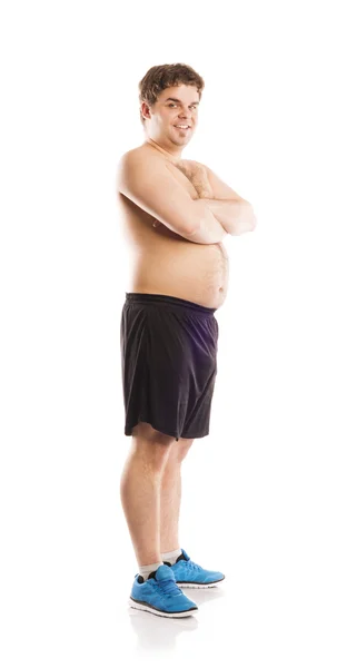 Hombre gordo fitness — Foto de Stock