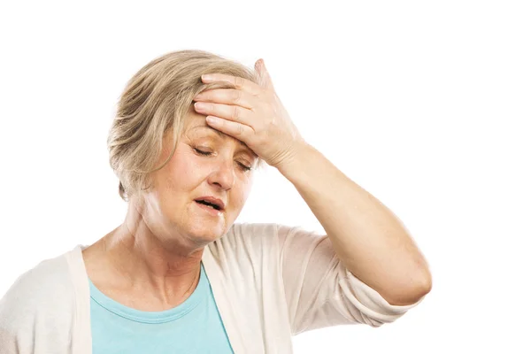 Woman has headache — Stock Photo, Image