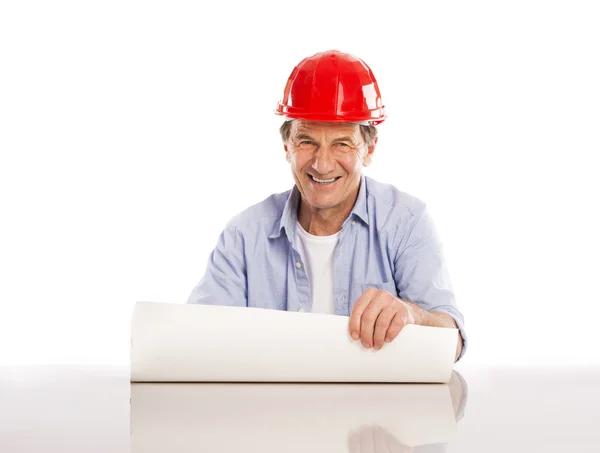 Engineer Holding Plans — Stock Photo, Image