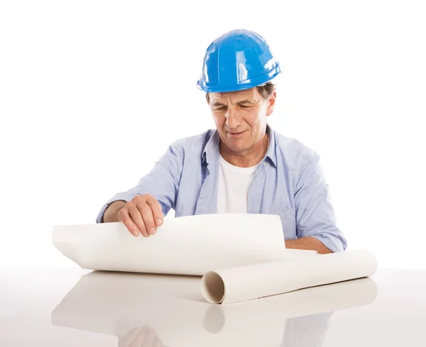Engineer Holding Plans — Stock Photo, Image