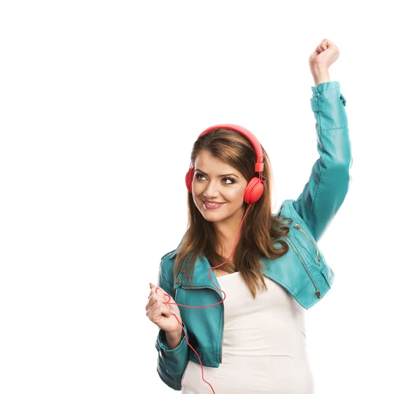 Girl with headphones — Stock Photo, Image