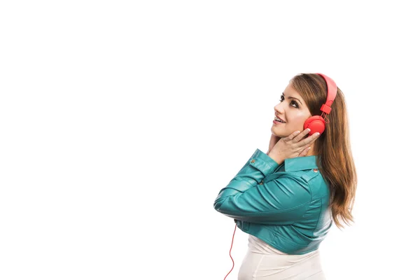 Girl with headphones — Stock Photo, Image