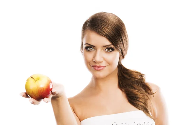 사과를 든 여자 — 스톡 사진