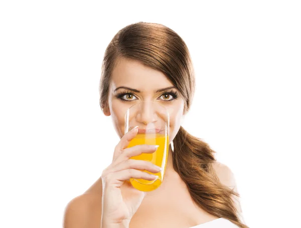 Woman drinking juice — Stock Photo, Image