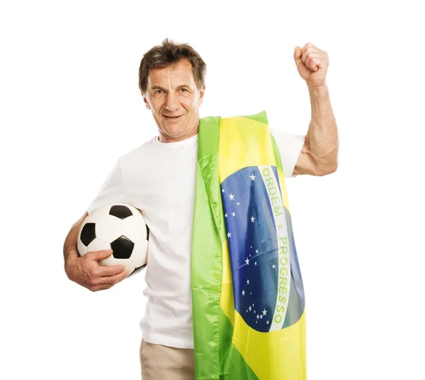 Senior male soccer fan — Stock Photo, Image