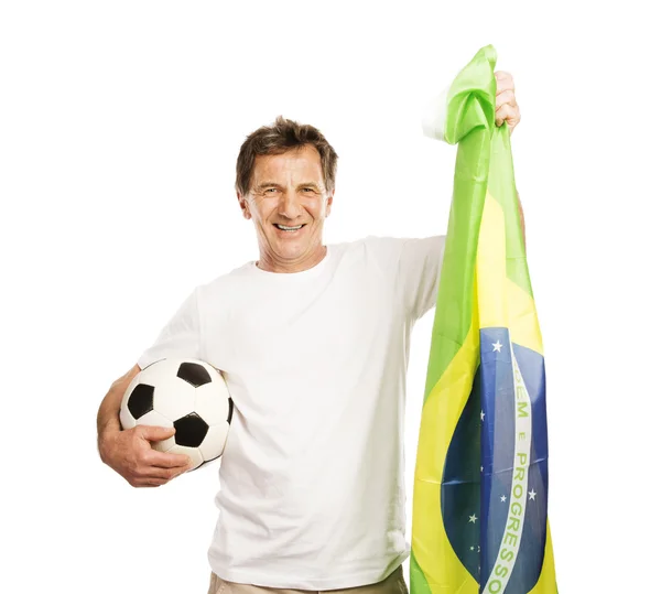 Senior male soccer fan — Stock Photo, Image