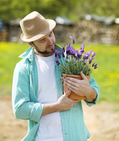 Bahçıvan bir pot holding — Stok fotoğraf