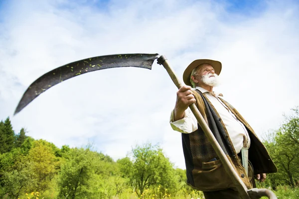 Agricultor com foice — Fotografia de Stock