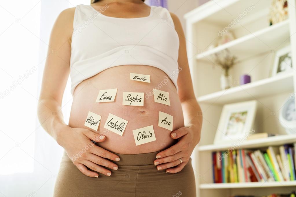 Baby names on belly