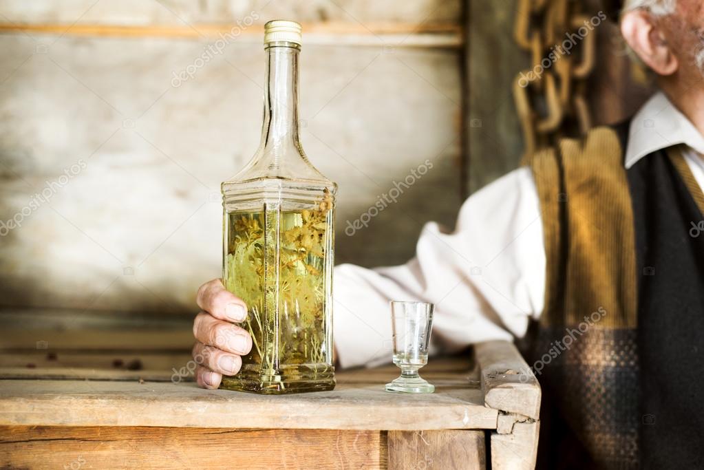 Bottle of herbal spirit