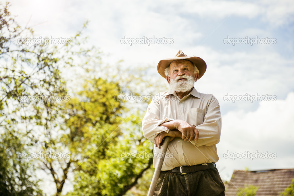 Farmer having break