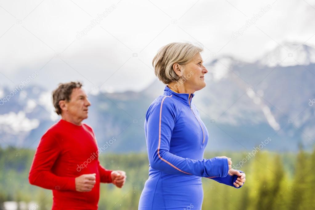 Senior couple jogging