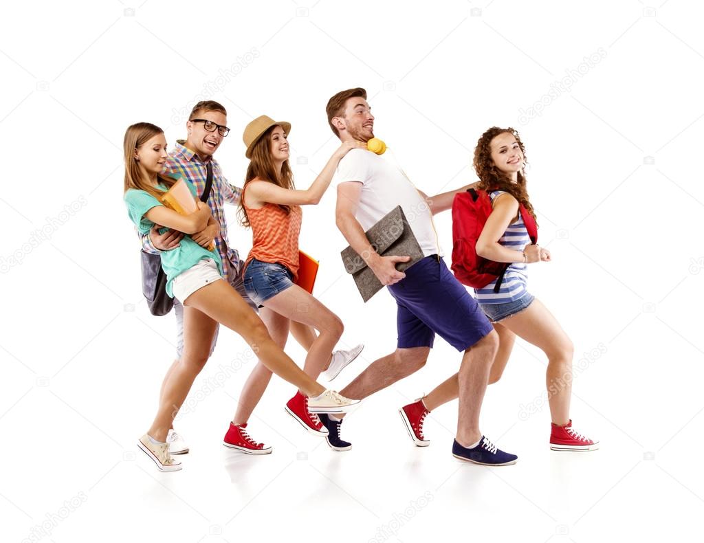 Group of students with books