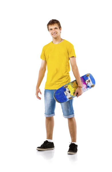 Homem com skate — Fotografia de Stock