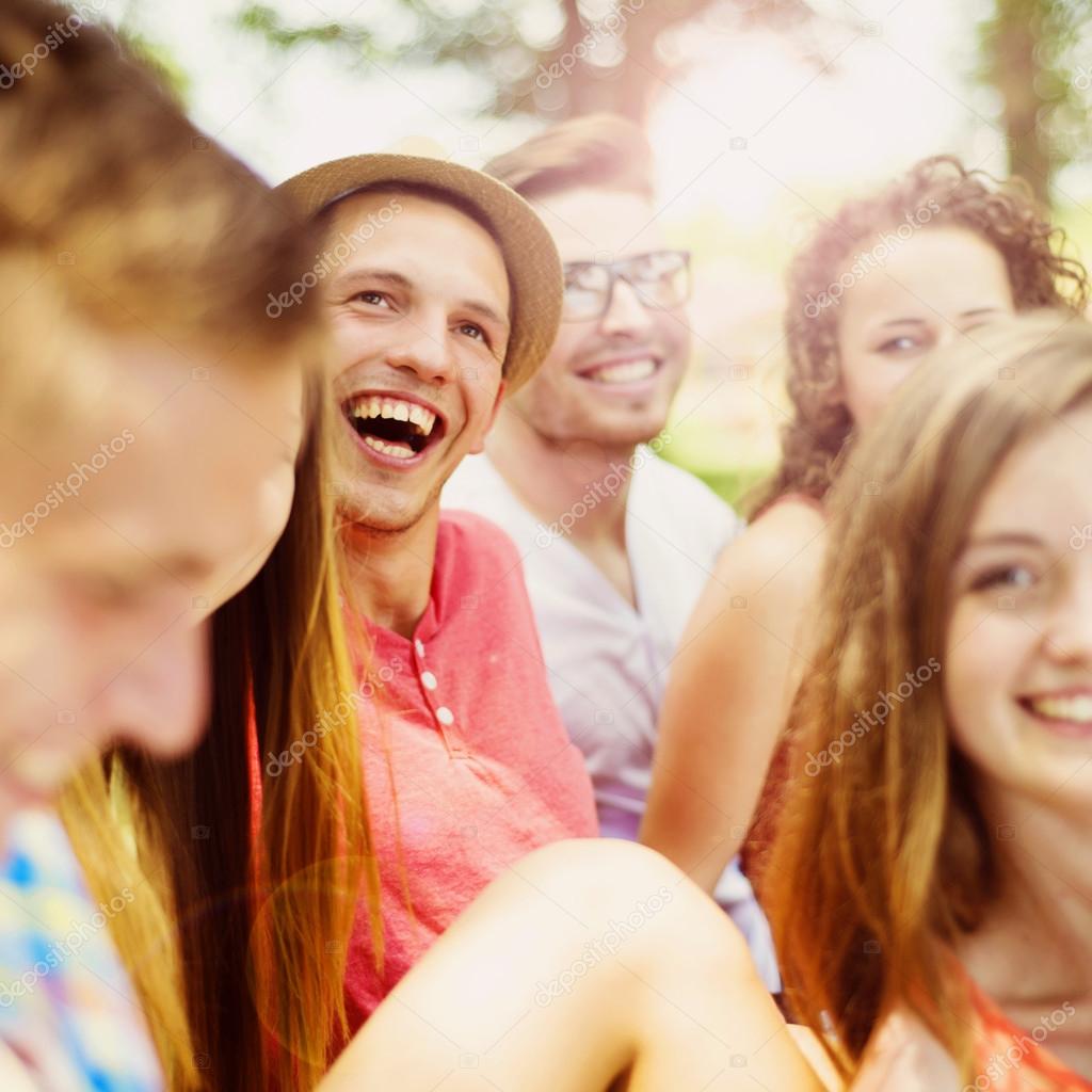 Friends having fun in park