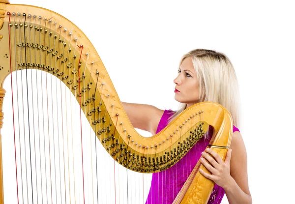 Femme élégante avec harpe — Photo