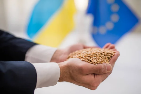 Ukraine exports wheat to Europe, inclusion of Ukraine to European union concept.