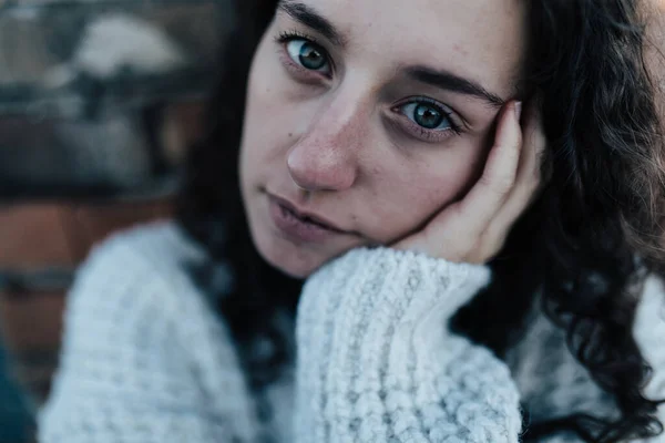 Ritratto Una Giovane Donna Infelice Periodo Depressione — Foto Stock