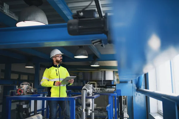 Portret Inginer Care Lucrează Fabrică Industrială — Fotografie, imagine de stoc