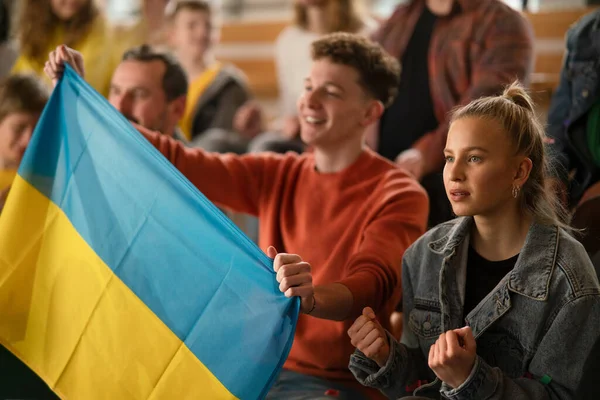 Ukrainische Fans Unterdrücken Nationalmannschaft Bei Live Spiel Stadion — Stockfoto