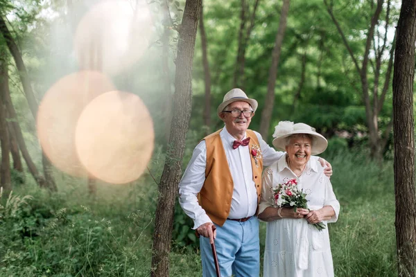 Senior Couple Having Marriage Nature Summer Day — Stockfoto