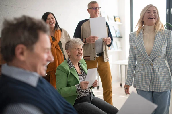 Group Seniors Singing Together Choir Rehearsal — Foto Stock