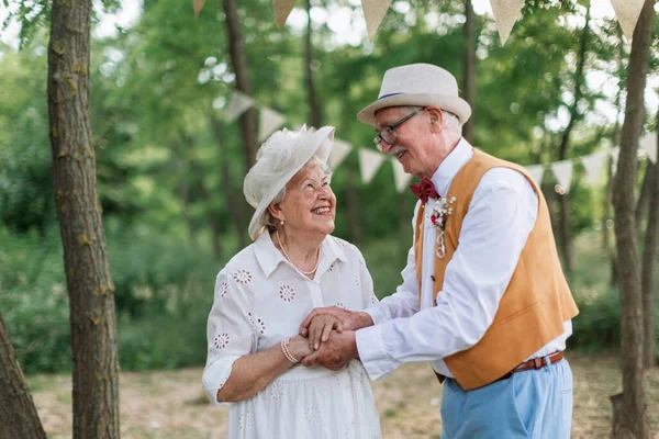 Senior Couple Having Marriage Nature Summer Day — 스톡 사진