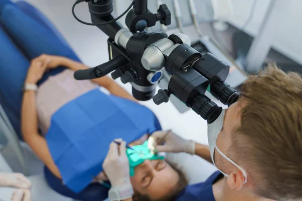 Zahnärztliche Untersuchung Krankenwagen Von Oben — Stockfoto