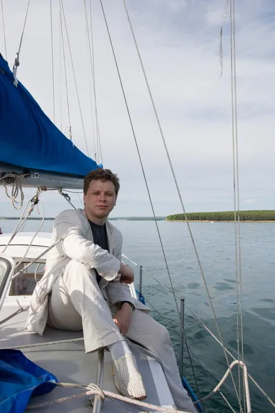 Man on a yacht — Stock Photo, Image