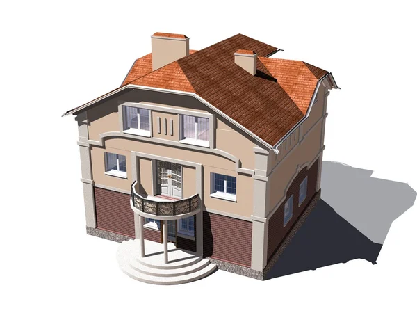Τριώροφο εξοχικό σπίτι. 3D rendering — Φωτογραφία Αρχείου