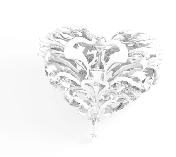 Cuore bianco con ornamento — Foto Stock