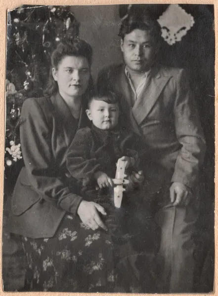 Familjeporträtt. retro stil. — Stockfoto