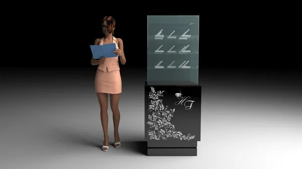 3D-model van kantoor apparatuur sieraden boutique — Stockfoto