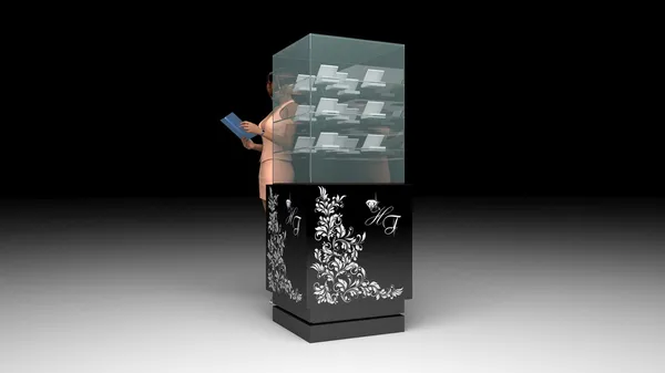 3D-model van kantoor apparatuur sieraden boutique — Stockfoto