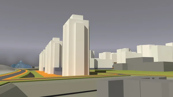 Complexo residencial (renderização 3d ) — Fotografia de Stock