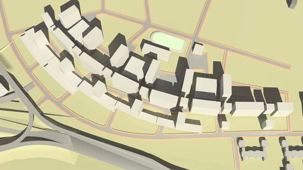 Kompleks mieszkaniowy (renderingu 3d) — Zdjęcie stockowe