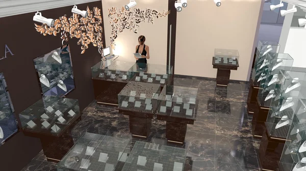Modelo 3D de boutique de jóias de equipamentos de escritório — Fotografia de Stock
