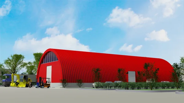 Big red hangar — Stock Photo, Image