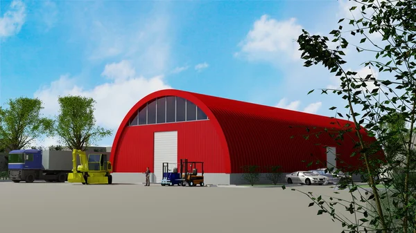 Big red hangar — Stock Photo, Image