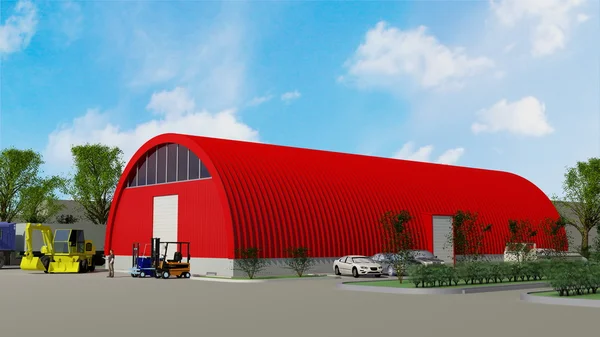 Großer roter Hangar — Stockfoto