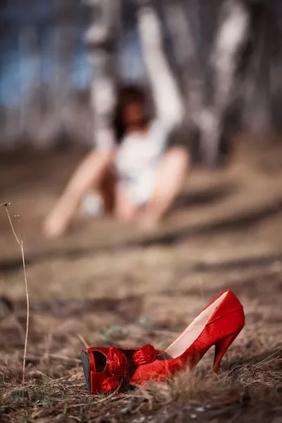 Red shoe with a blurred background — Stock Photo, Image