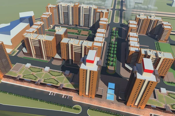 Residentieel complex Irkoetsk (3d-rendering)) — Stockfoto