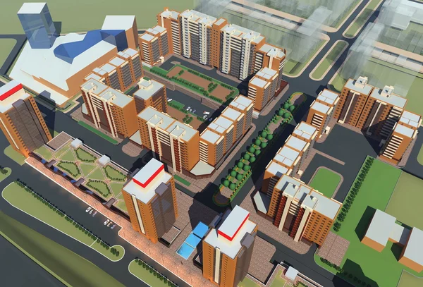 Complejo residencial Irkutsk (3d renderizado ) — Foto de Stock