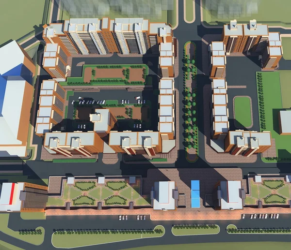निवासी कॉम्प्लेक्स इर्कुट्स्क (3 डी रेंडरिंग ) — स्टॉक फोटो, इमेज
