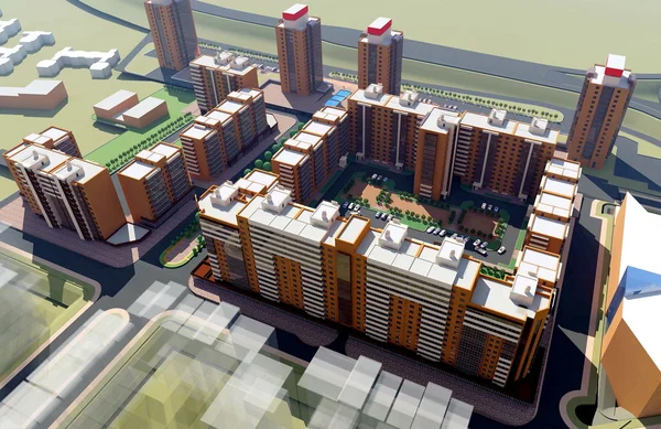 Complejo residencial Irkutsk (3d renderizado ) — Foto de Stock