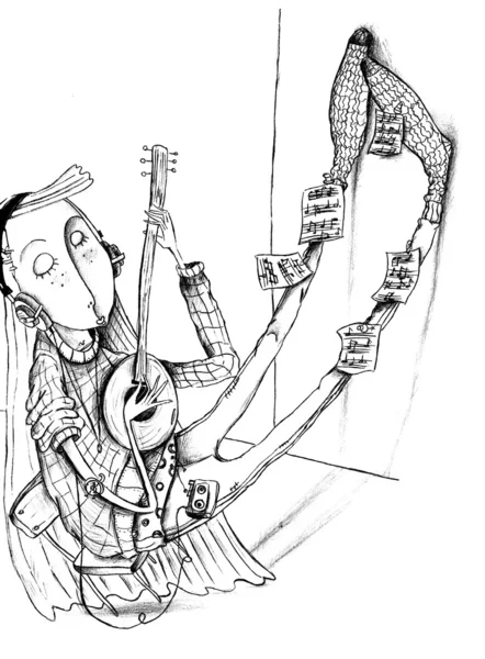 Ragazza che gioca a mandolino — Foto Stock