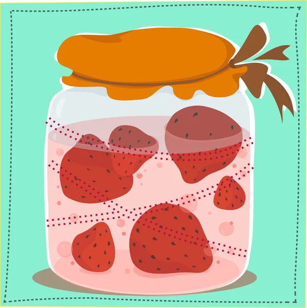 JAR s džemem a jahody v ní — Stockový vektor