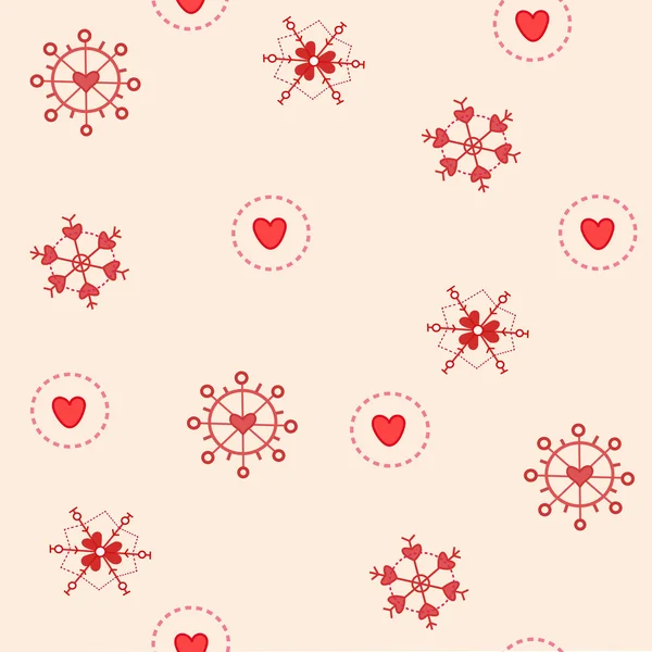 Amour flocons de neige sans couture — Image vectorielle