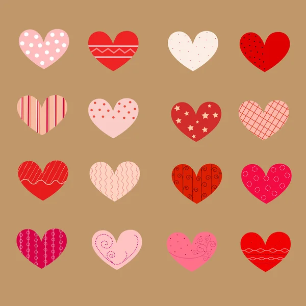 Decorated hearts, patterns, seamless — Stock Vector